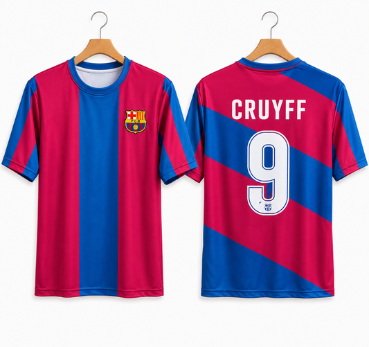 FC Barcelona 1973-74 Retro Home Jersey Short Sleeve (𝗖𝗿𝘂𝘆𝗳𝗳 𝟵)