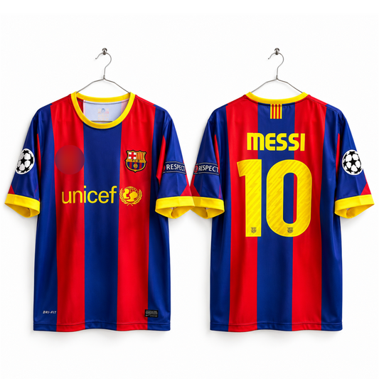 FC Barcelona 2009-10 Home Jersey 5 Sleeve embroidery logo(Messi 10)