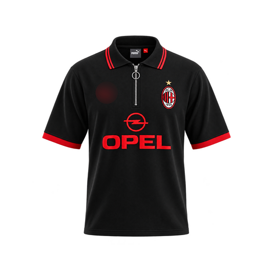 Ac milan 5 sleeve-Zip Polo T-shirt with embroidery logo