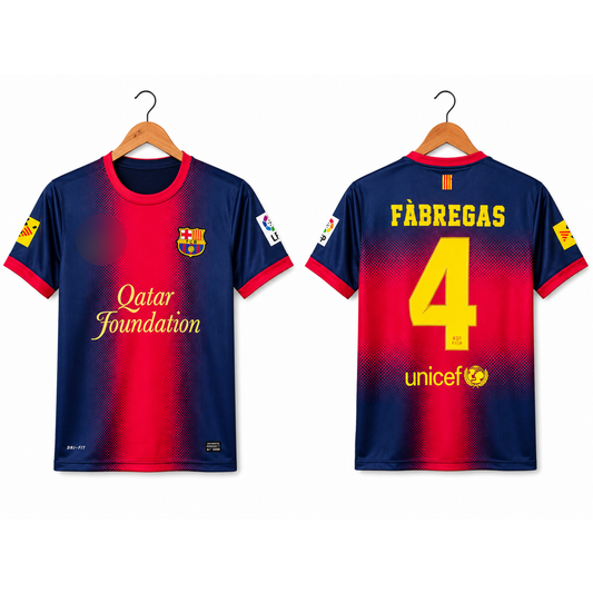 FC Barcelona 2012-13 Home Jersey 5 Sleeve Sublimation (Fabregas 4)