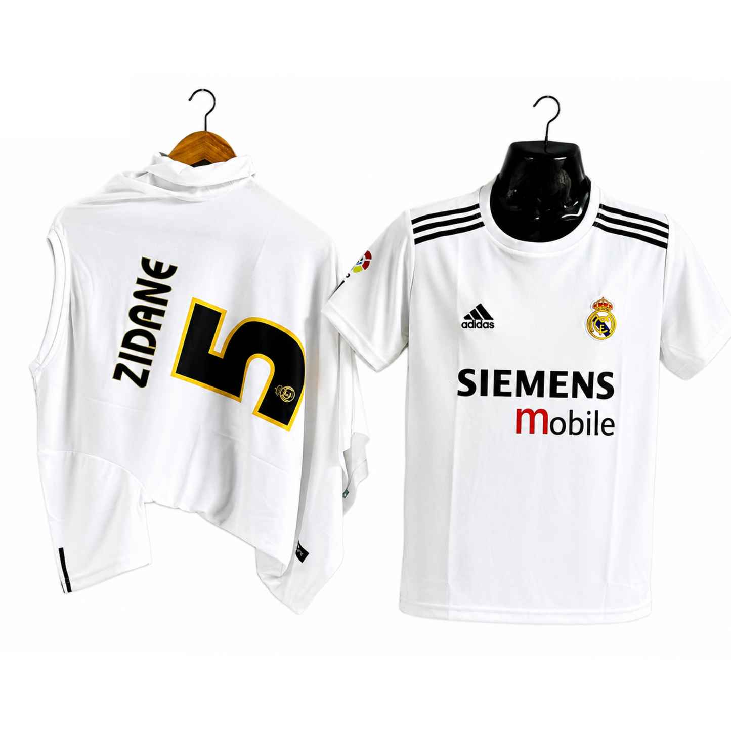 Ziadane real madrid retro jersey 5 sleeve embroidery